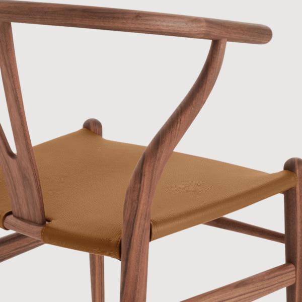 Wishbone Chair with Leather SeatWishbone Chair with Leather Seat - Image 3