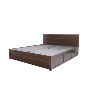 Linear Walnut Solid Wood Bed with Storage