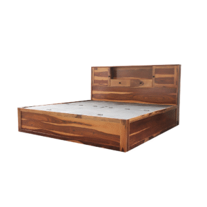 Heritage Sheesham Wood Bed with Storage Headboard