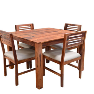 SlimCraft Solid Wood 4-Seater Dining Set with Slatted Back Chairs