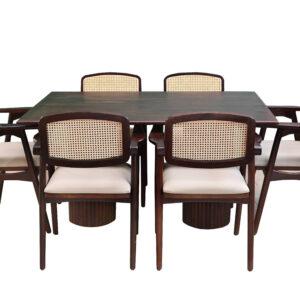 FluteBase Cane Back 6-Seater Dining Set